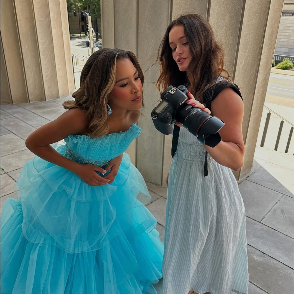 Sherri Hill Strapless Light Blue Dress - Picture 3 of 10